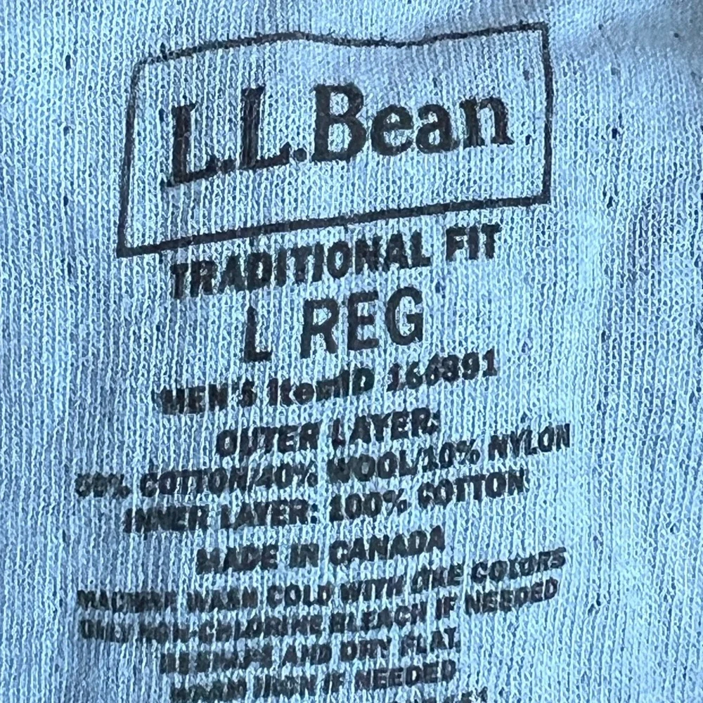 L.L. Bean Heather Blue Long Sleeve Henley Thermal Men’s Shirt size Large - Picture 4 of 12